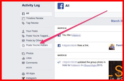 how to unhide facebook posts