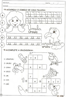 vogal Atividade com vogal U