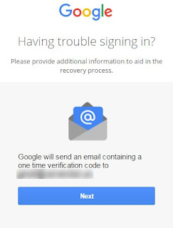 Google will send an email containing a one time verification code