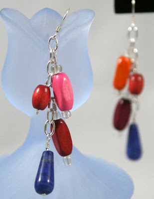Colourful earrings (sterling silver, wood beads) :: All Pretty Things