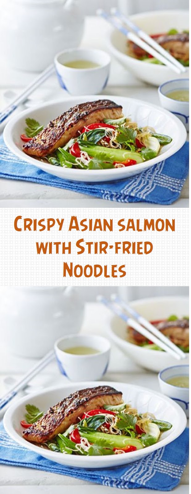 Crispy Asian salmon with Stir-fried Noodles