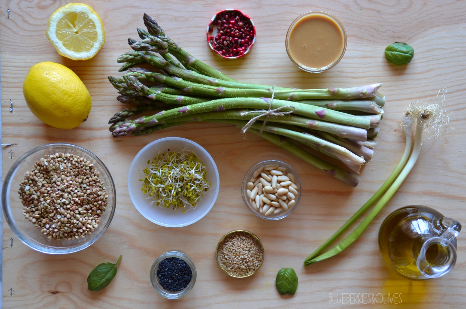 INGREDIENTS - BUCKWHEAT AND ASPARAGUS SALAD WITH TAHINI DRESSING