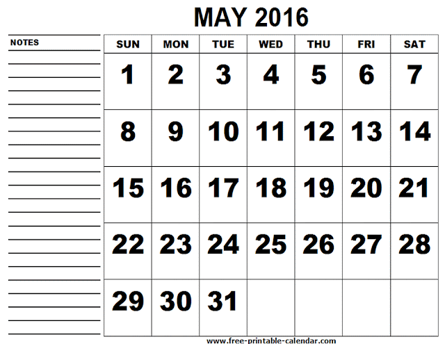 May 2016 Blank Calendar, May 2016 Printable Calendar, May 2016 Calendar Printable, May 2016 Calendar with Holidays