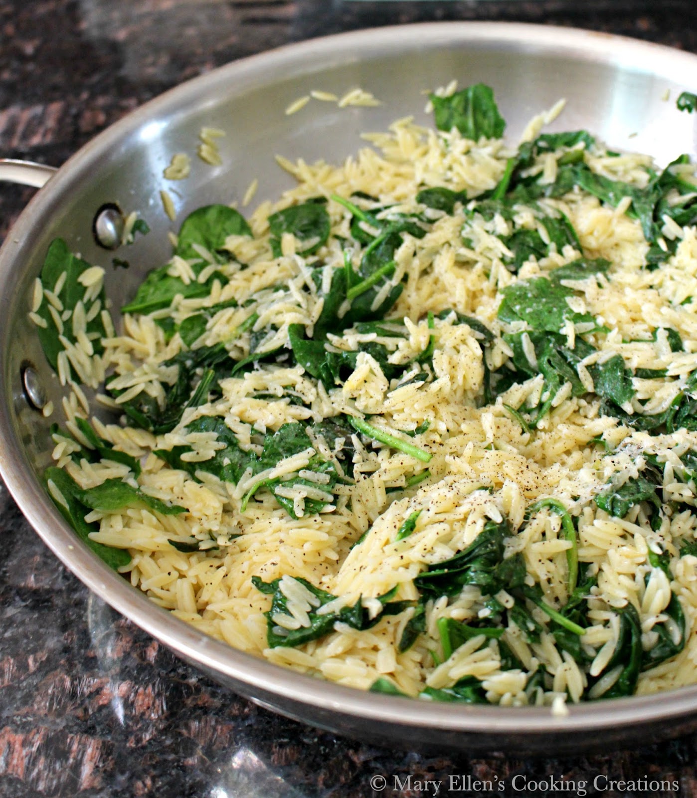 mary-ellen-s-cooking-creations-lemon-garlic-orzo-with-baby-spinach
