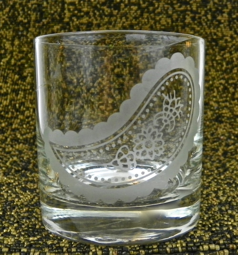 etched glass tumbler paisley etchall