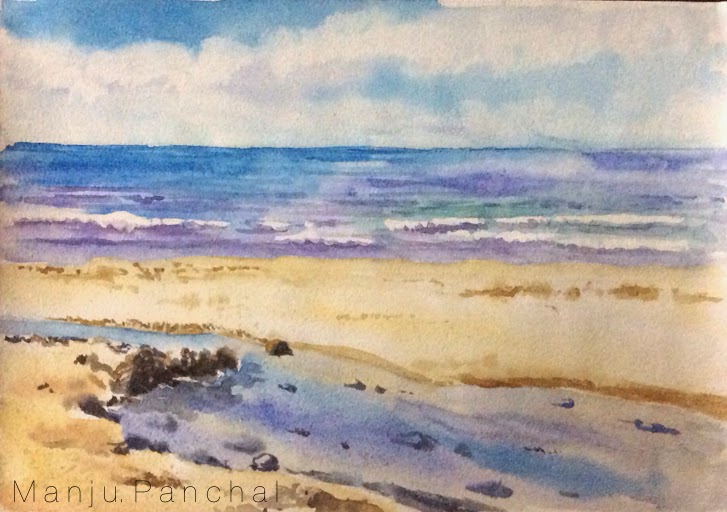 water colour painting of seascape by Manju Panchal