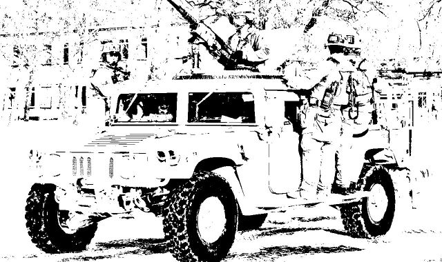 Special Forces Jeep Vehicle Coloring Sheet for Teens.