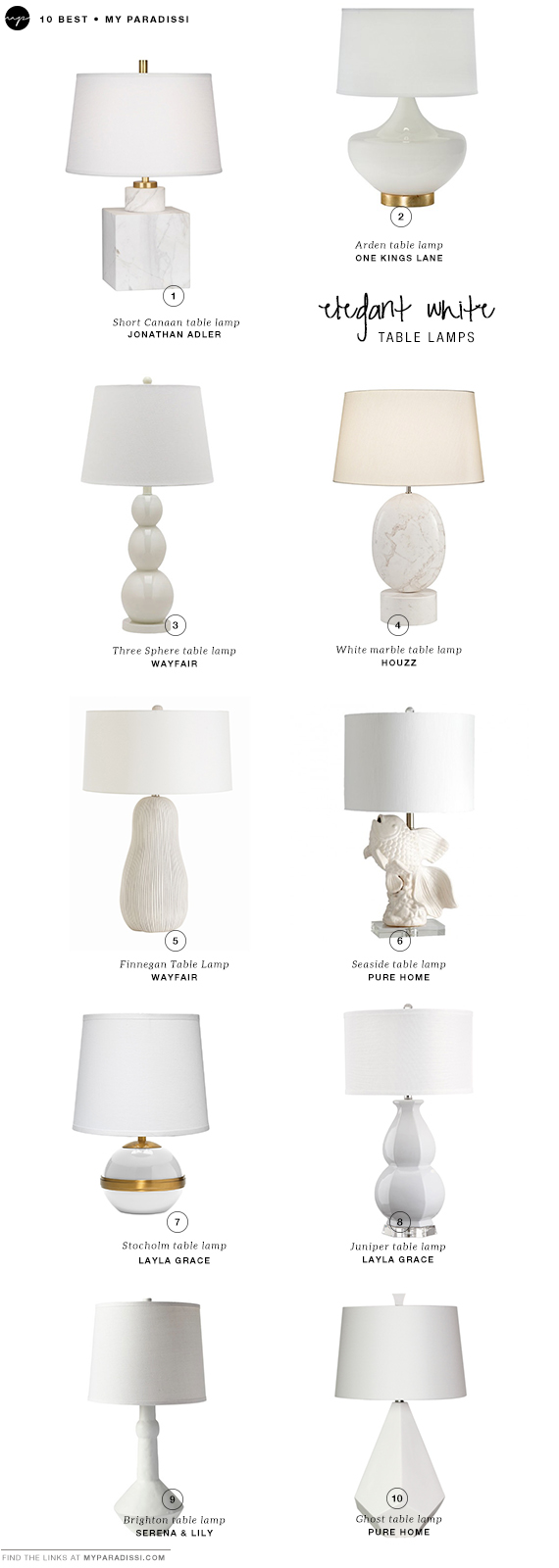 10 BEST: Elegant white table lamps