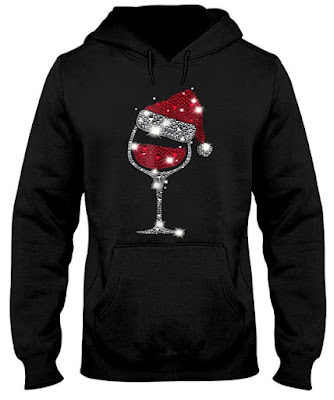 Merry Christmas Santa Wine Glass T Shirts Hoodie