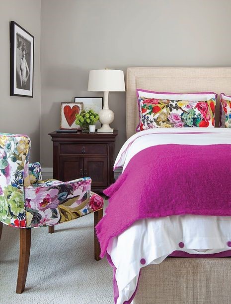 Bringing peonies home - peony chair and bed sham www.BoHoHome.com @bohosusan