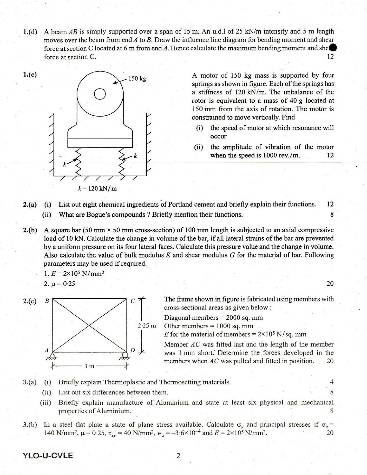 UPSC Exam of ESE 2018 for Civil Engineering ESE 2018 Civil Engineering quetsion paper 02