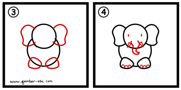 cara menggambar gajah