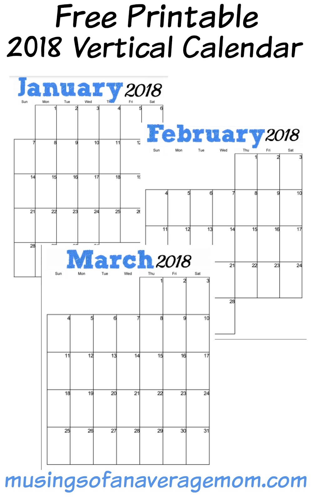 vertical calendar 2018