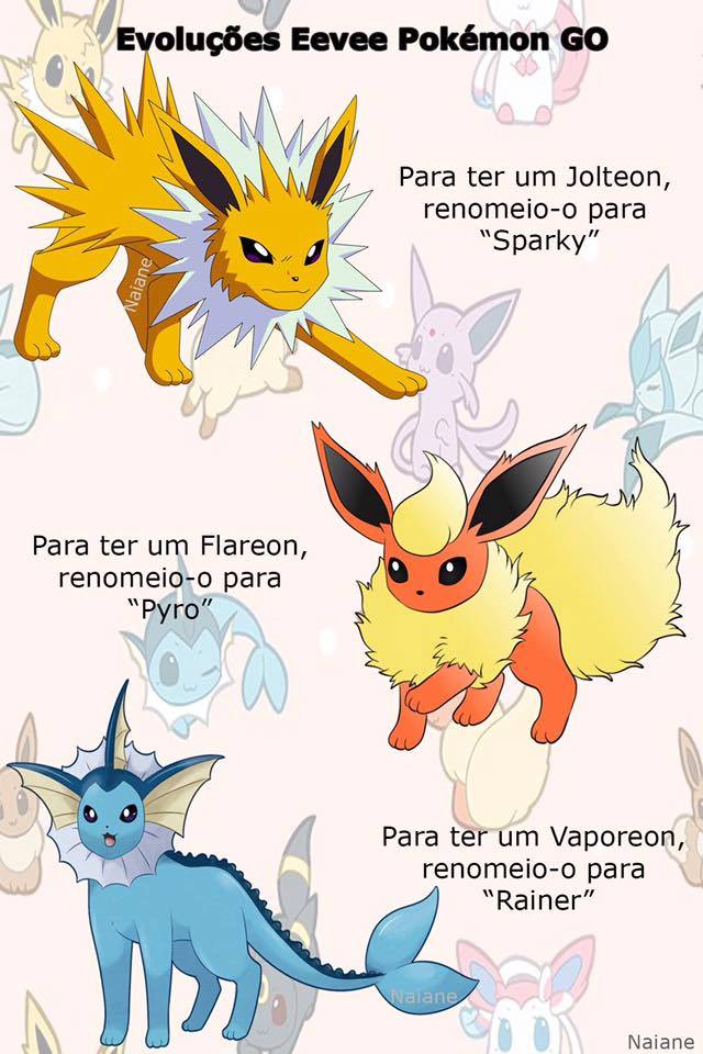 Todas as Evoluções do Eevee No Pokémon Go 