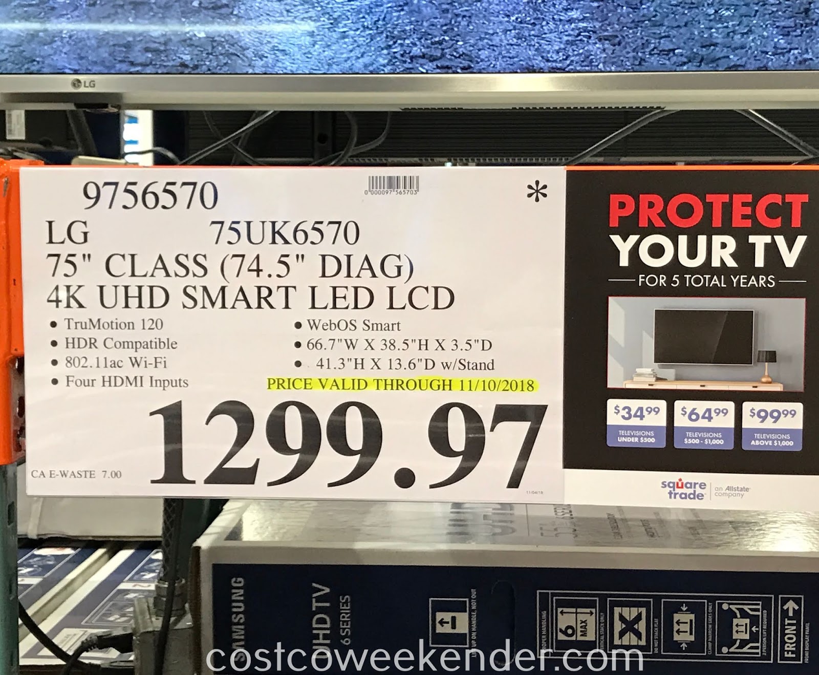 LG 75UK6570 75" 4K UHD TV Costco Weekender