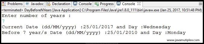 How to find day before N years in Java?