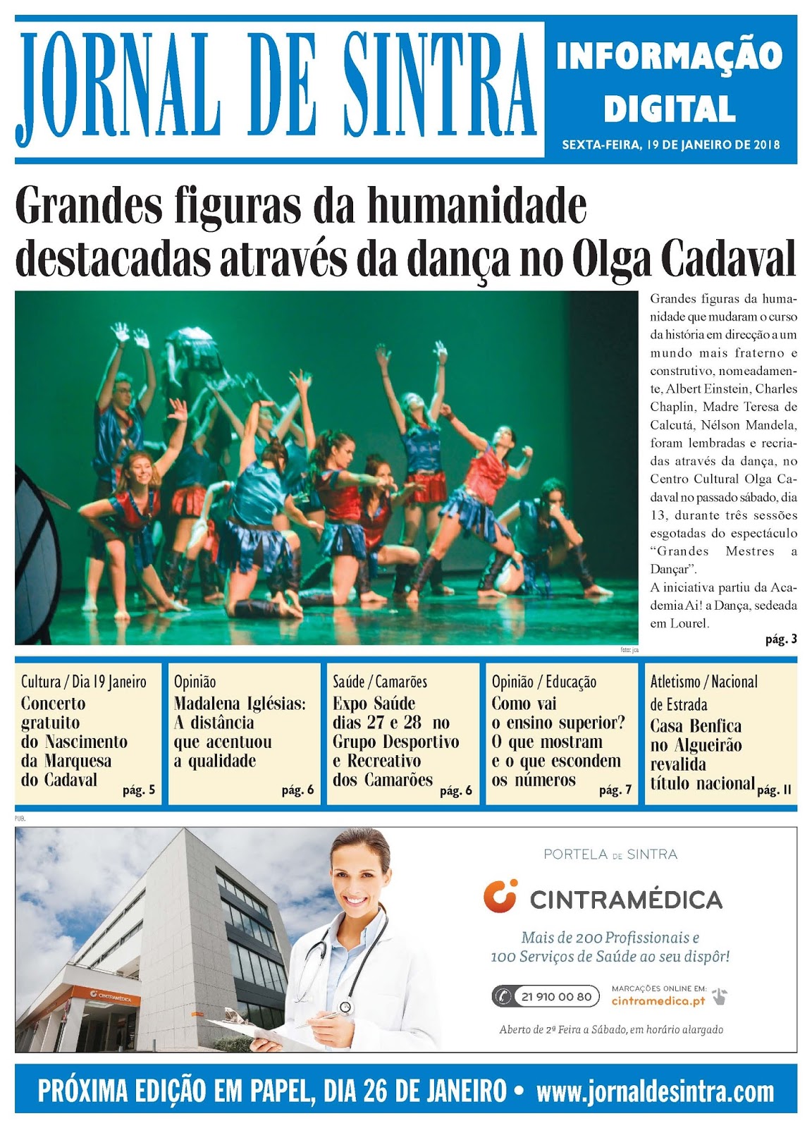 Capa da edição de 19-01-2018 Capa da edição de 19-01-2018