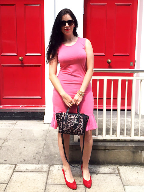 Araminta coral pink dress on London style blogger Emma Louise Layla - ethical fashion brand
