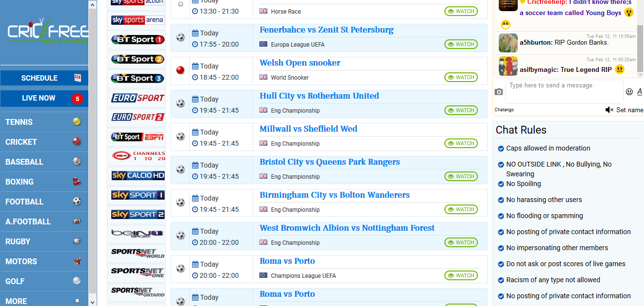 Top sites To Watch/Stream Free Live Football Matches Online For PC