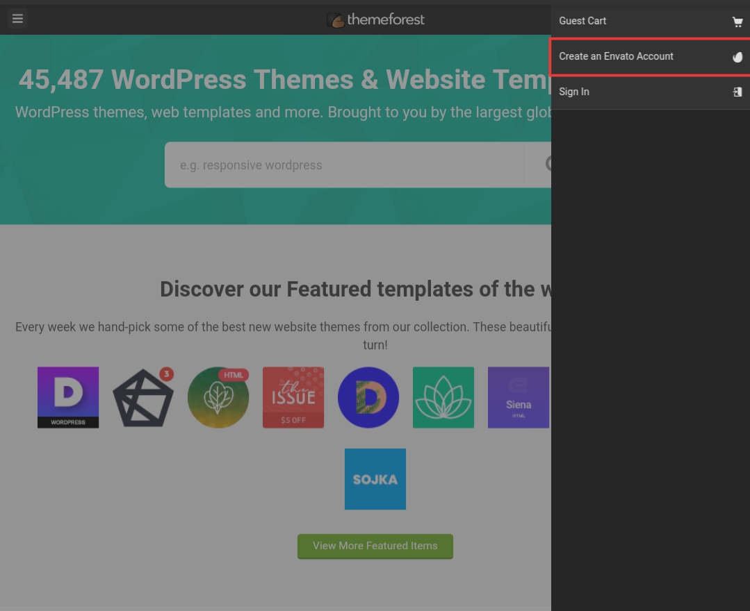 Create an envato account Create an envato account