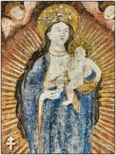 FENETRANGE (57) - Fresque de la Vierge à l'Enfant (Fin XVe siècle)
