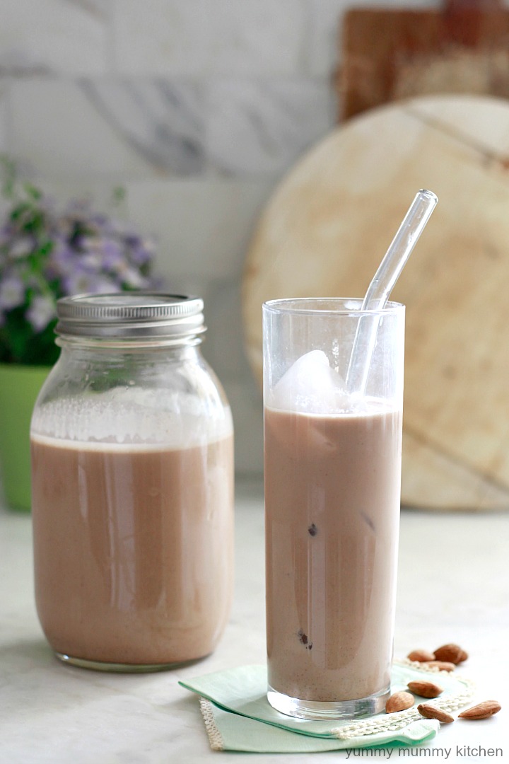 homemade chocolate almond milk recipe This healthy homemade chocolate almond milk is easy to make and requires just a few simple ingredients. It's free of refined sweeteners, and is vegan, paleo, and whole-30 approved.