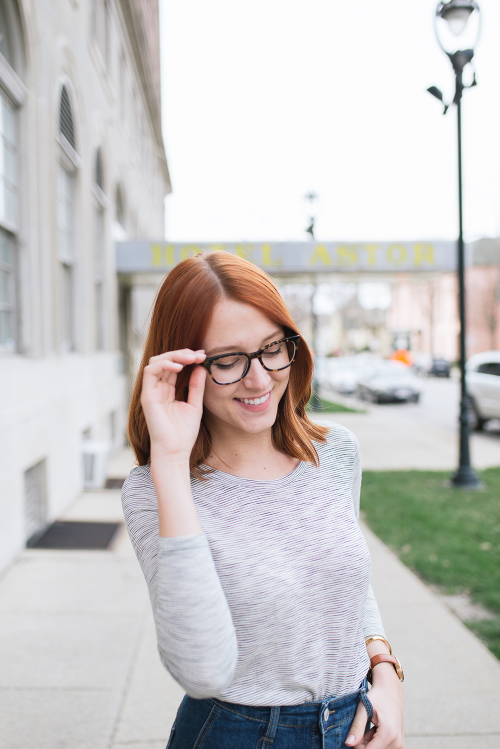 Beautyosuaurs Lex-Alex Good-Style Blog-Spring Outfit-Denim Skirt-Striped Shirt-Madewell Anthem Shirt-Warby Parker Finch Glasses-Nine West Loafers-Nixon Rose Gold Kensington Beautyosuaurs Lex-Alex Good-Style Blog-Spring Outfit-Denim Skirt-Striped Shirt-Madewell Anthem Shirt-Warby Parker Finch Glasses-Nine West Loafers-Nixon Rose Gold Kensington