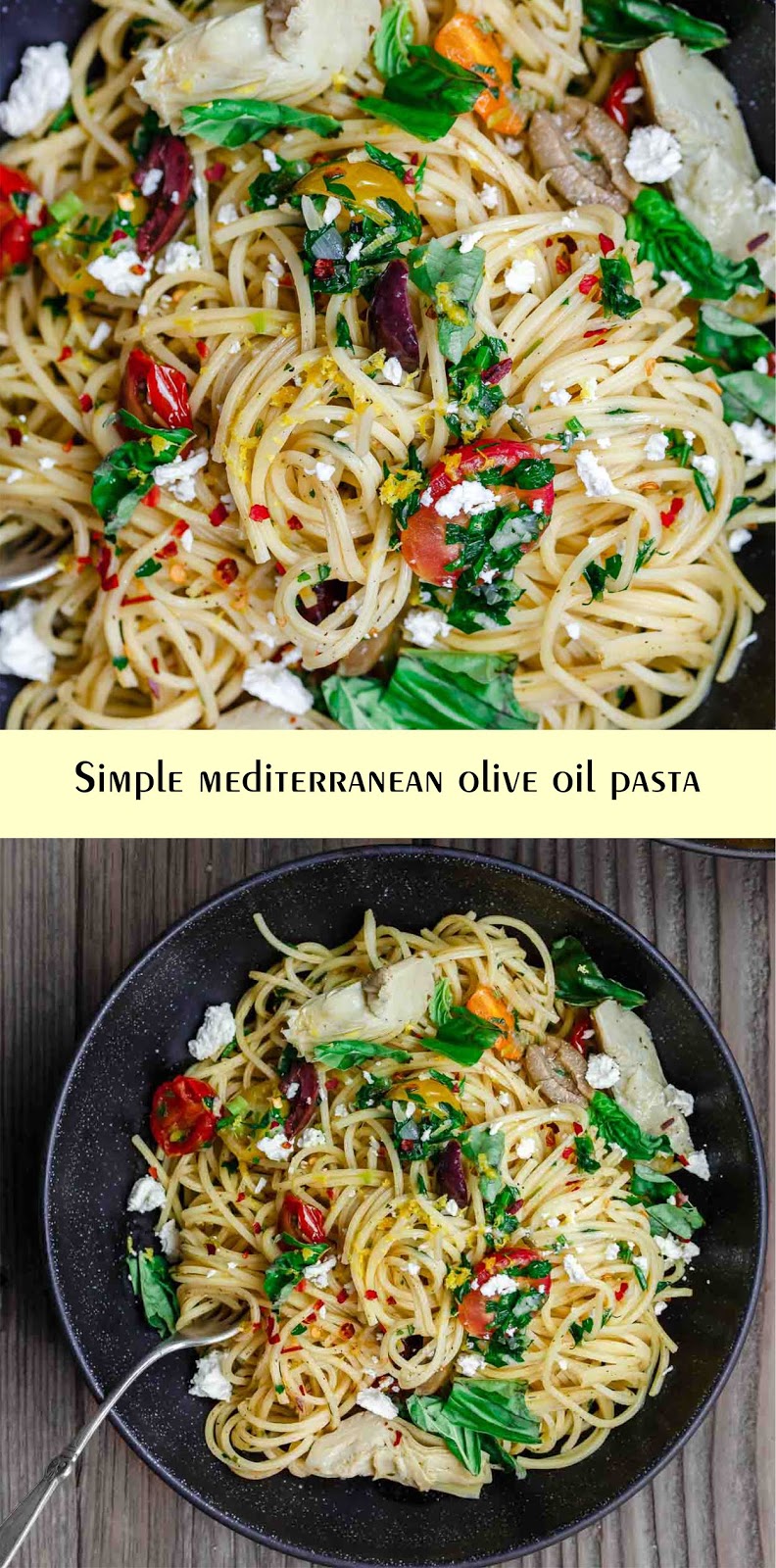 Simple mediterranean olive oil pasta Extra Ordinary Food