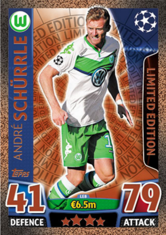 2015-16 Topps Match Attax Champions League Limited Edtion Schurrle Gold etc 