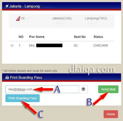 kirim boarding pass ke email atau cetak boarding pass