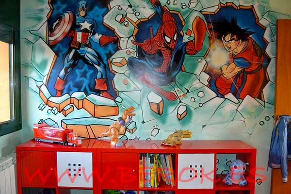 Graffiti habitación superhéroes