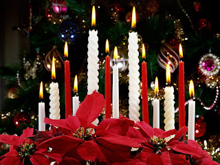 Christmas candles decorated at the X mas tree picture