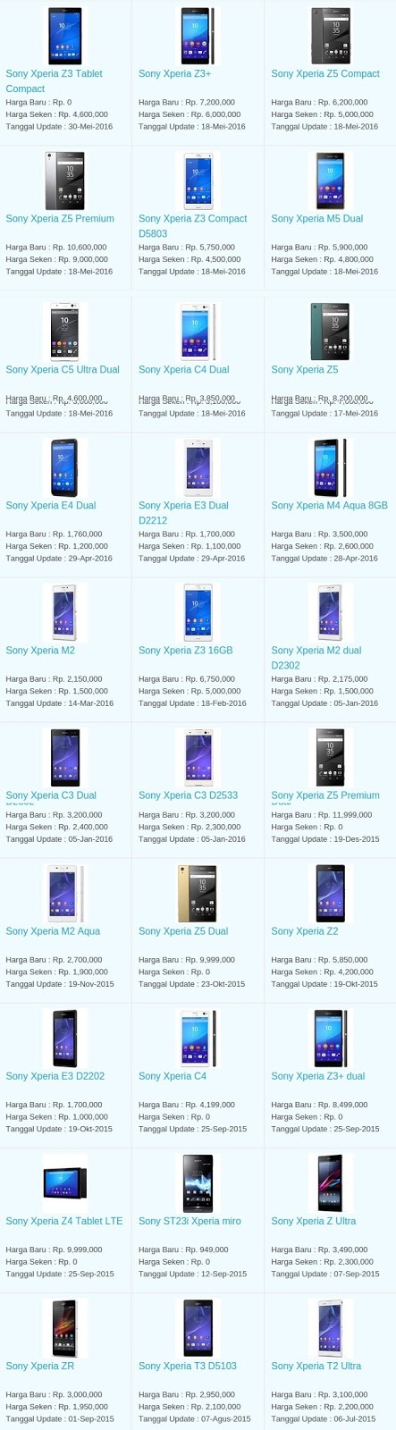 Harga Hp Terbaru Sony Agustus 2016 Harga Hp Terbaru Sony Agustus 2016