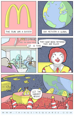 macdonalds aliens harvesting fat people macdonalds is alien takeover invasion plan funny cartoon