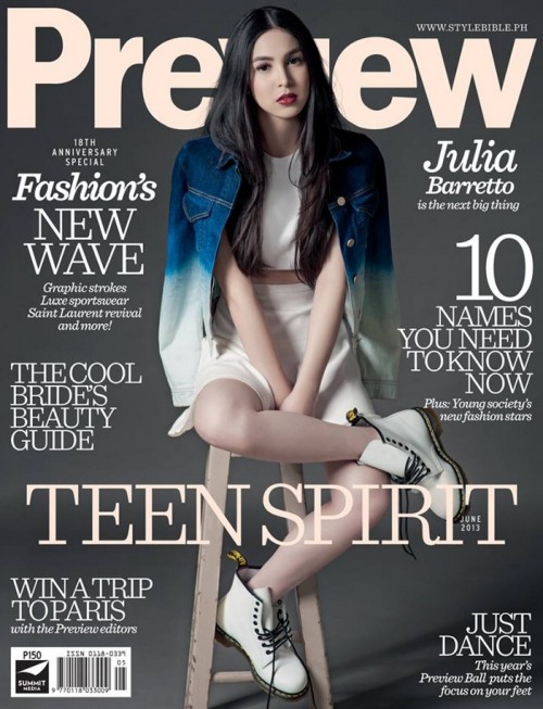 julia barretto on the cover of preview magazine wazzup pilipinas