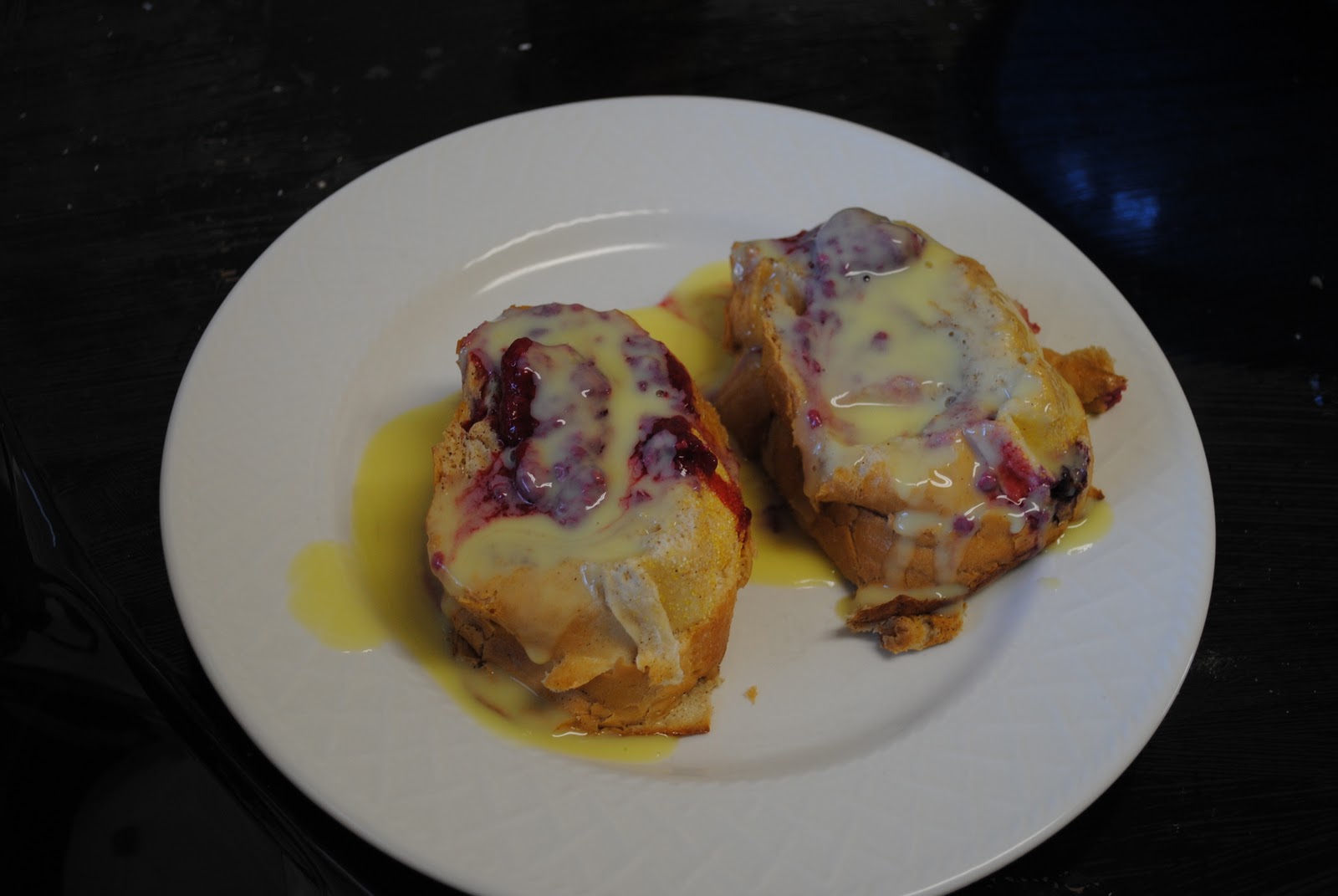 My Scrumptious Creations Stuffed Raspberry French Toast with Custard Sauce