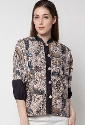 Baju atasan batik untuk pegawai bank desain simpel elegan Baju atasan batik untuk pegawai bank desain simpel elegan