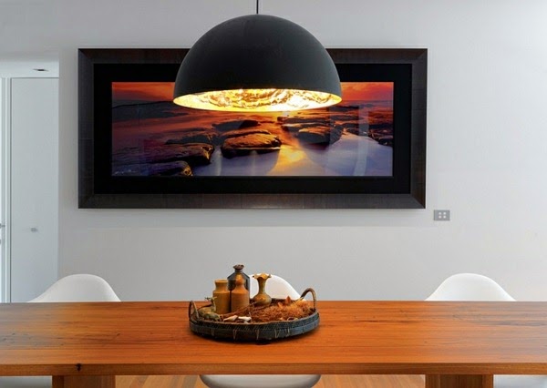 Large pendant lights in the dining room