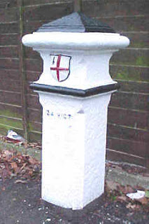Photograph of coal post at the A1000 junction with Church Road OS ref: TL 262 022