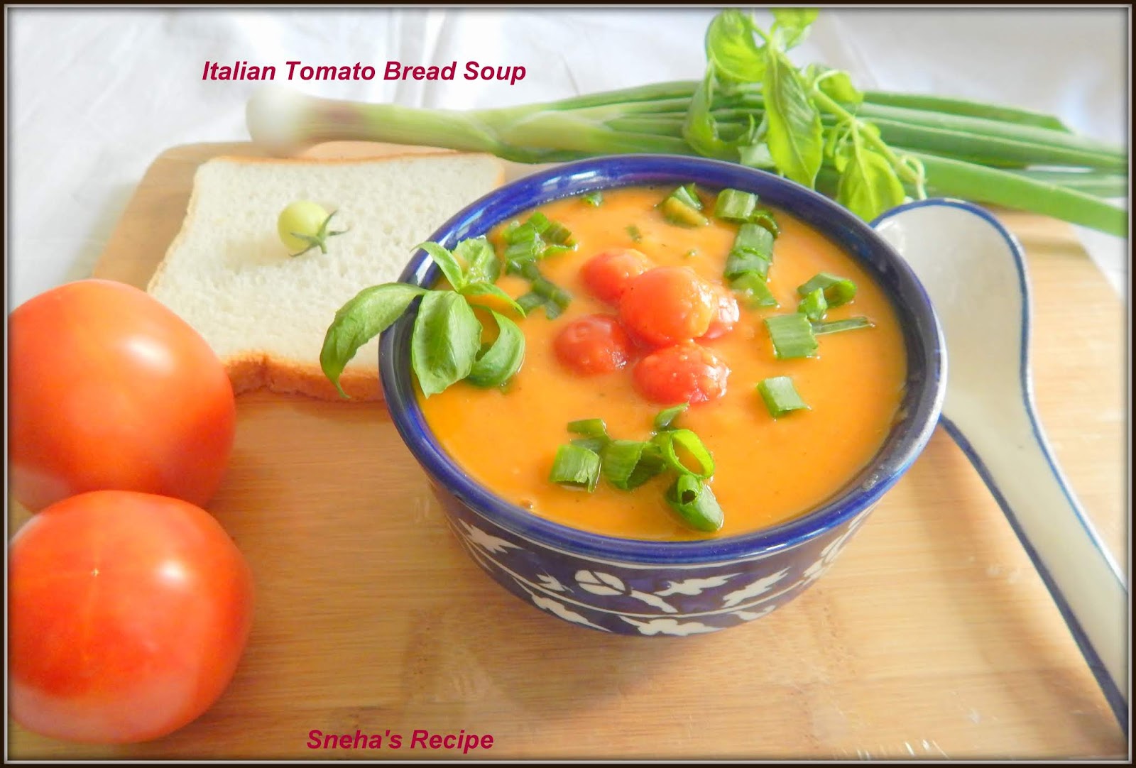 Italian Tomato Bread SoupSoupswappers Sneha's Recipe