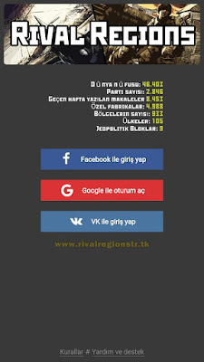 Rival Regions mobil giriş Rival Regions mobil arayüz