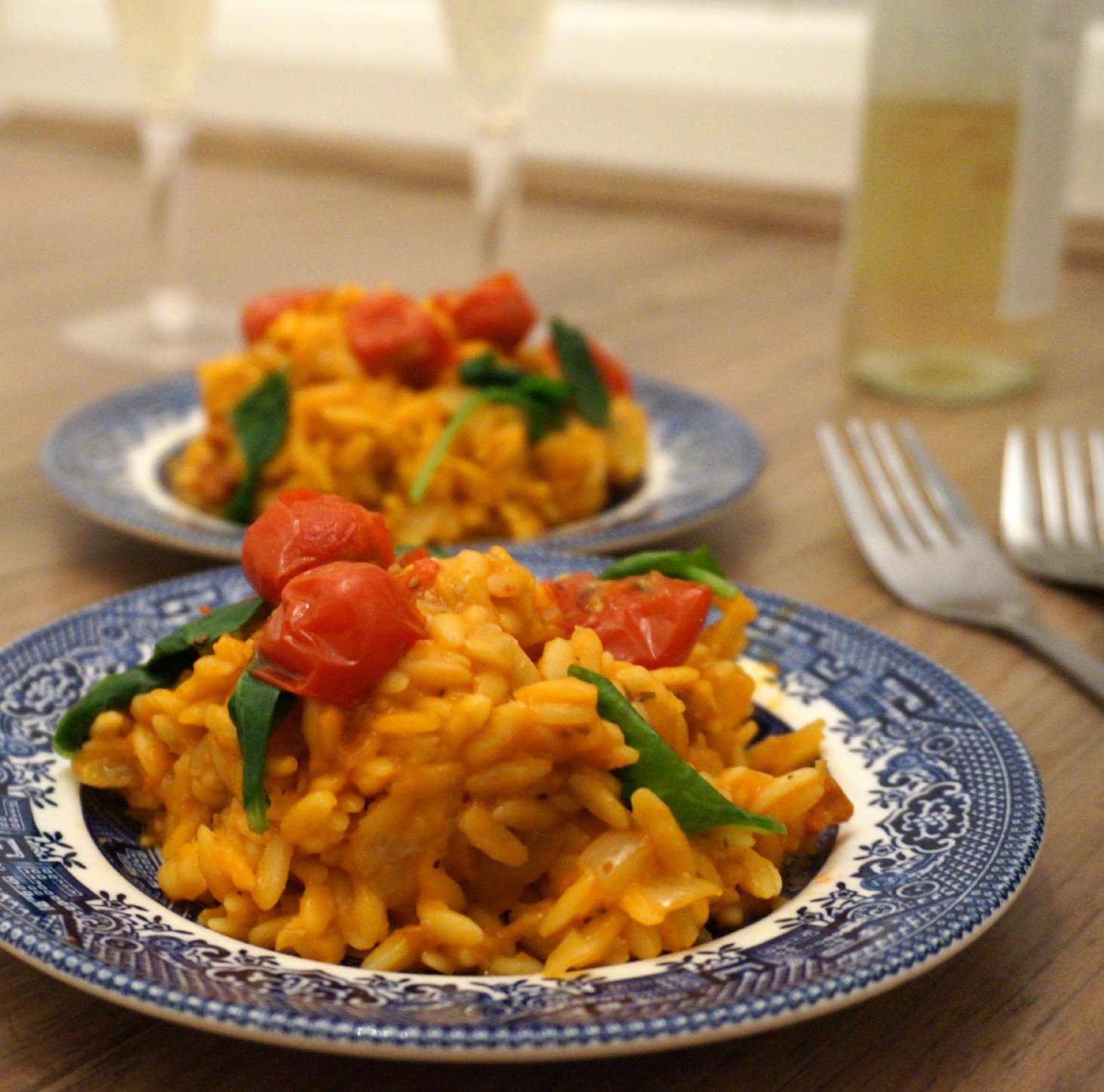 Close up of risotto with tomatoes