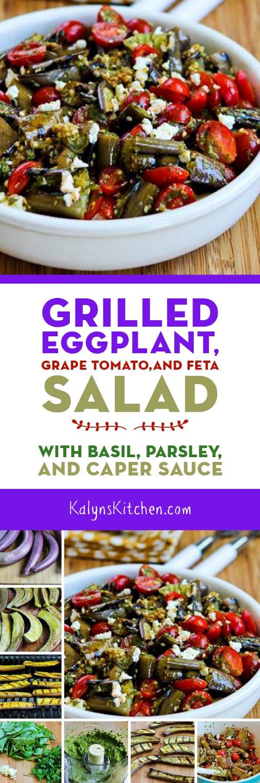 Grilled Eggplant, Grape Tomato, and Feta Salad with Basil, Parsley, and