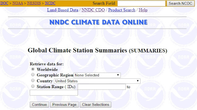 Mengakses data iklim dunia - lokasi Global Climate Station Summaries
