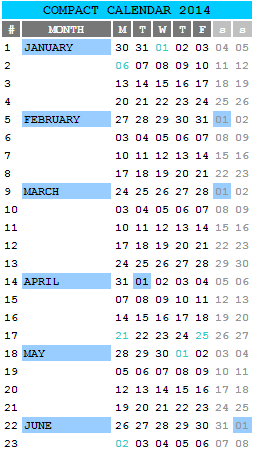 calendario tascabile gratis