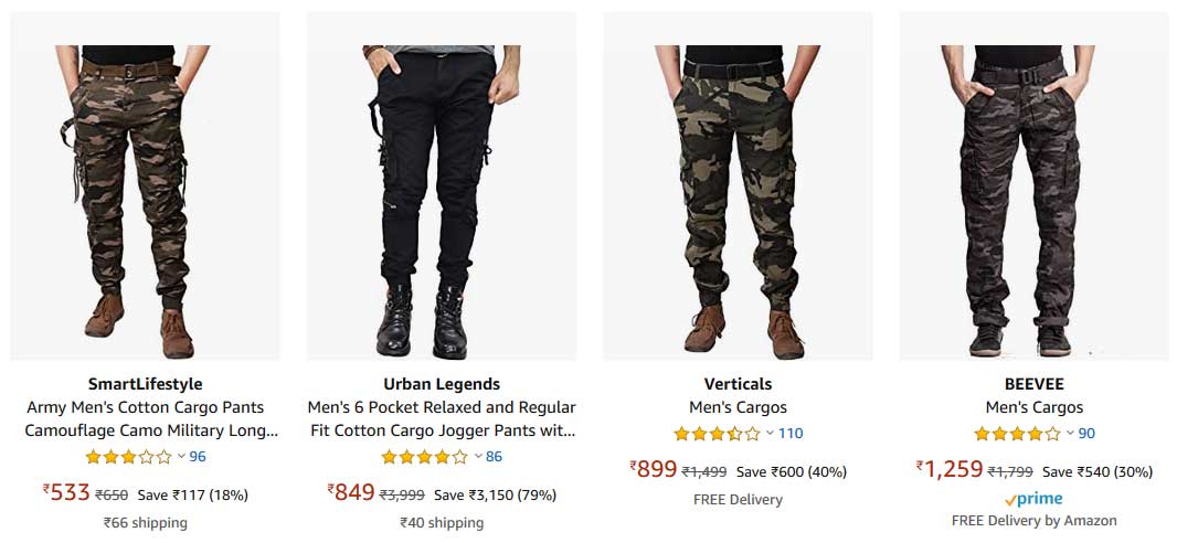 buy best cargo pants on amazon and flipkart