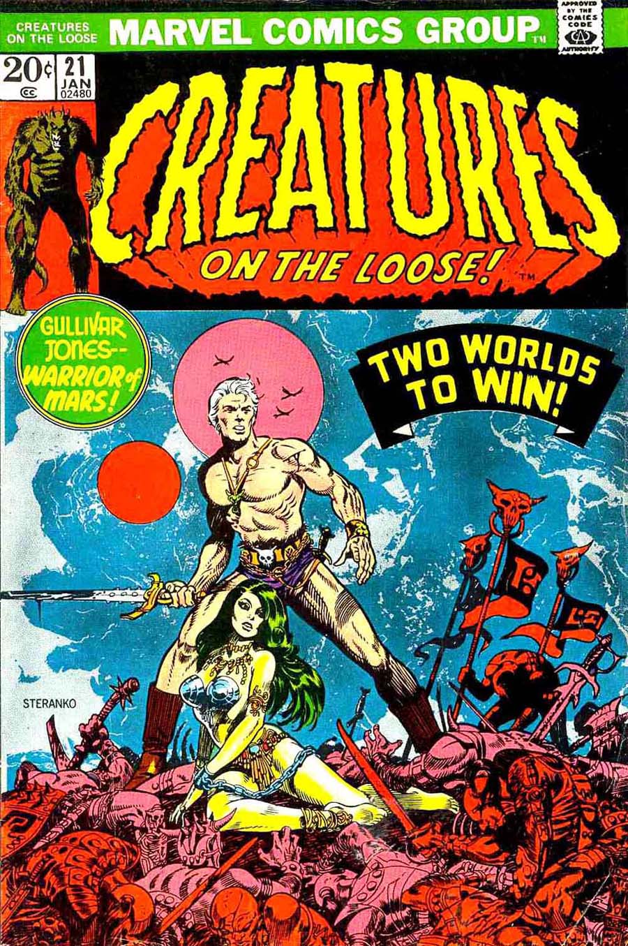 Creatures On The Loose v1 #21 marvel 1970s bronze age comic book cover art by Jim Steranko