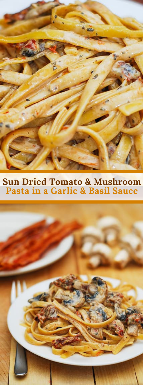 SUN DRIED TOMATO AND MUSHROOM PASTA IN A GARLIC AND BASIL SAUCE #dinner #grilled