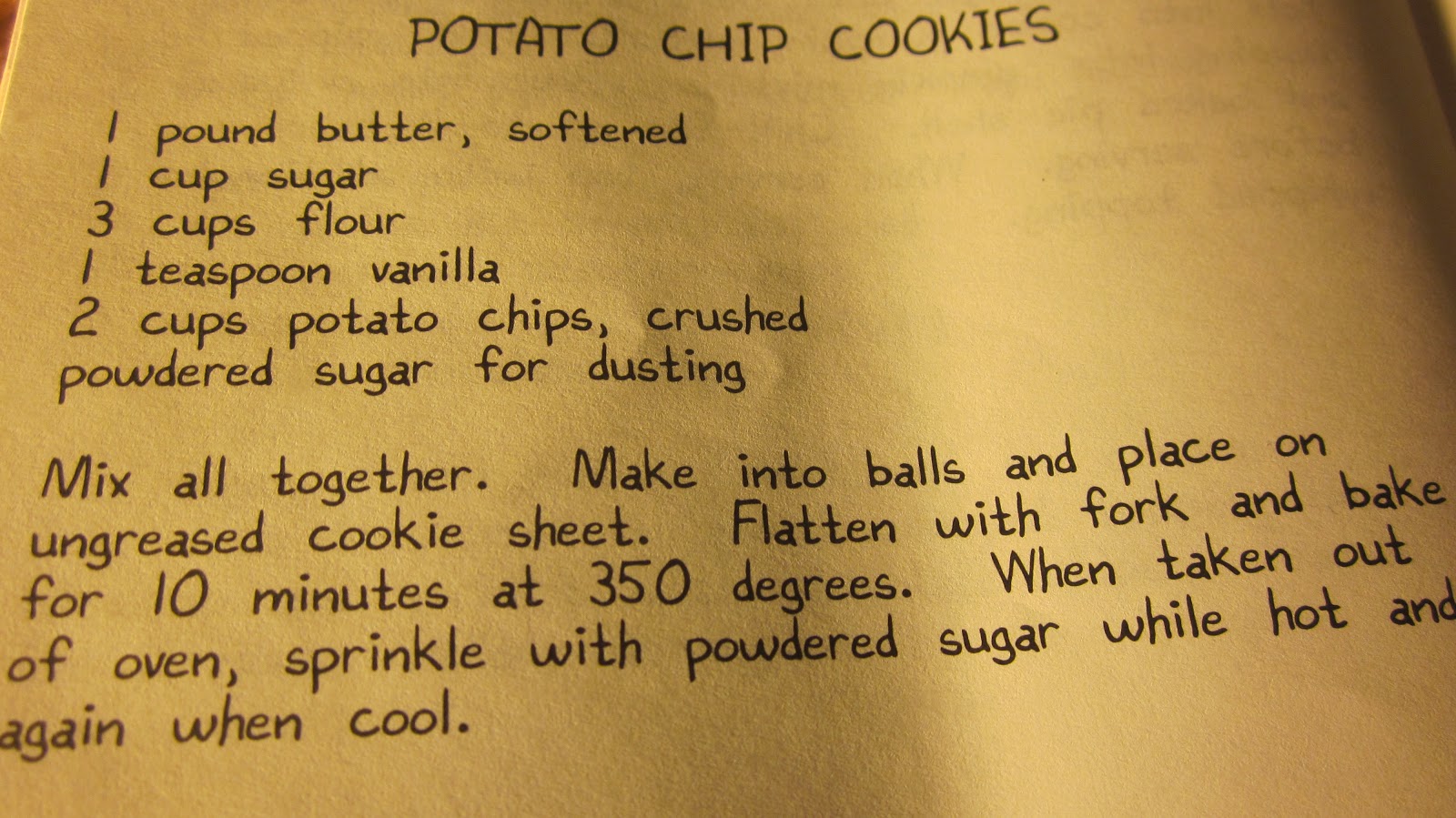 Grandma's Vintage Recipes POTATO CHIP COOKIES