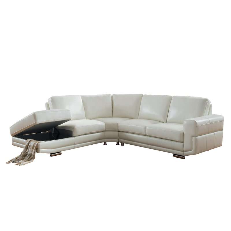 Review ﻿Haverville Right Hand Facing Leather Sectional Stationary